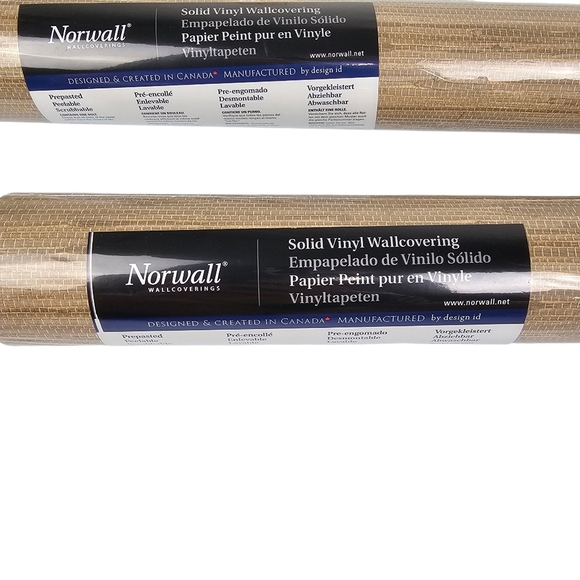Norwall Solid Vinyl Wallcovering Faux Grass Cloth Natural Neutral Peel and Stick - Picture 8 of 8